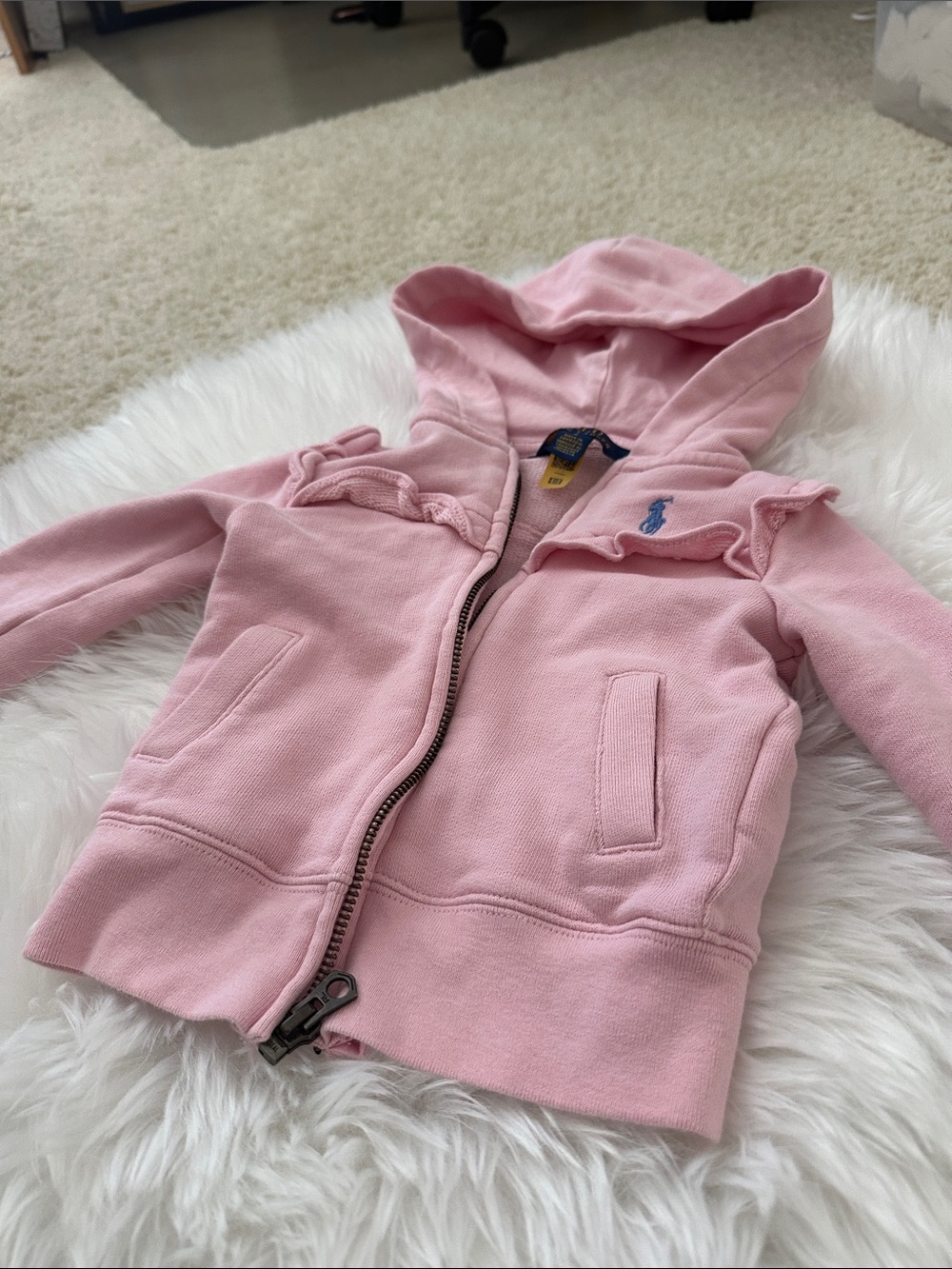 Polo by Ralph Lauren Pink Ruffle Zip Hoodie